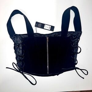 Fashion Nova Black Corset Crop Top Size:Small